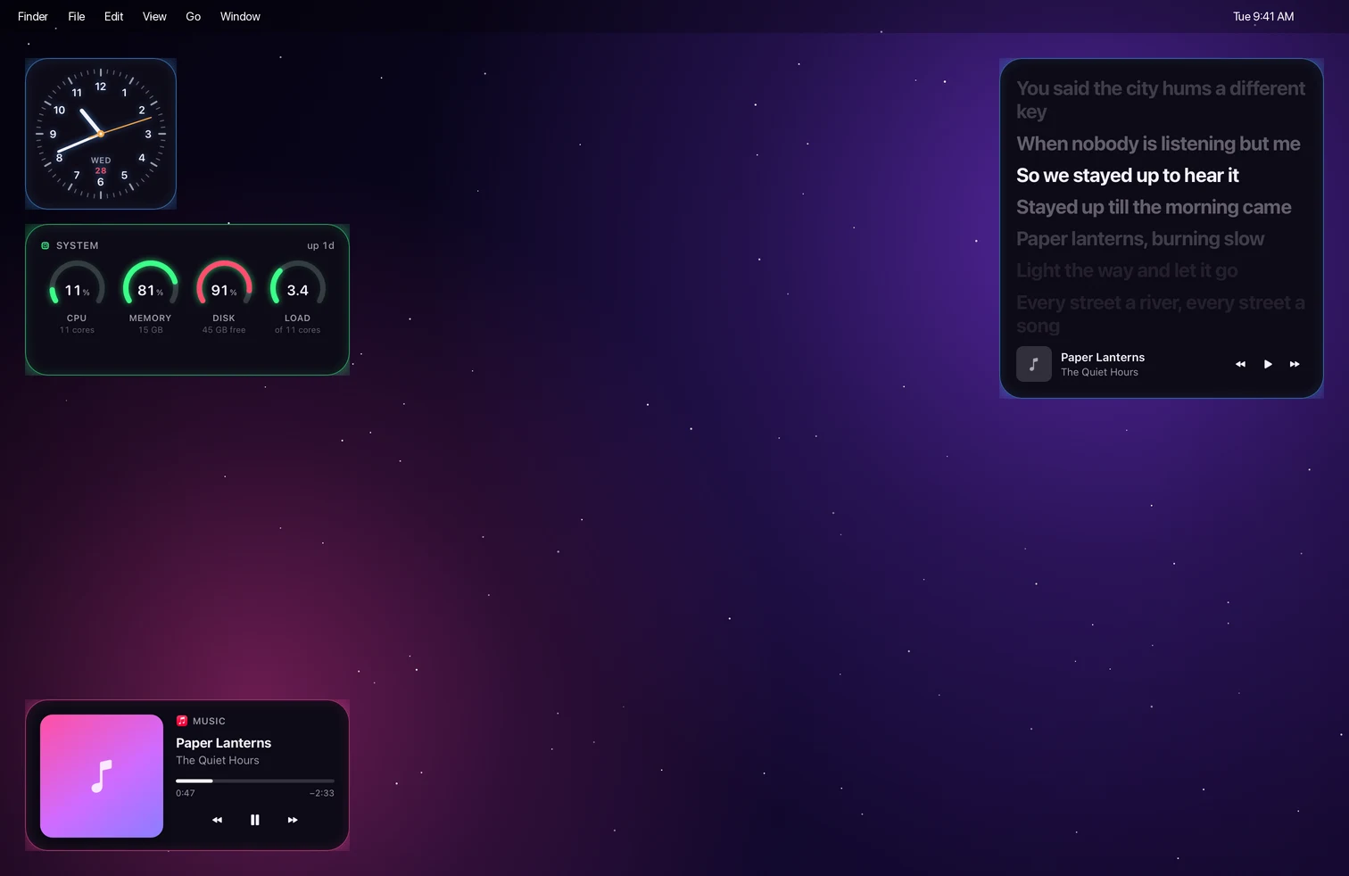 The Night Shift setup on a Mac desktop
