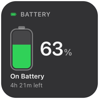 Battery widget in the Liquid Glass theme