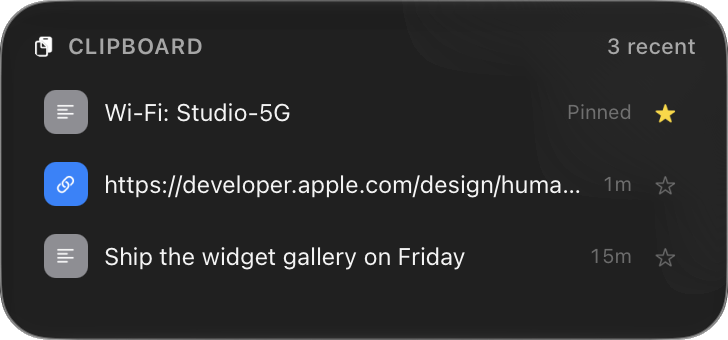 Clipboard widget