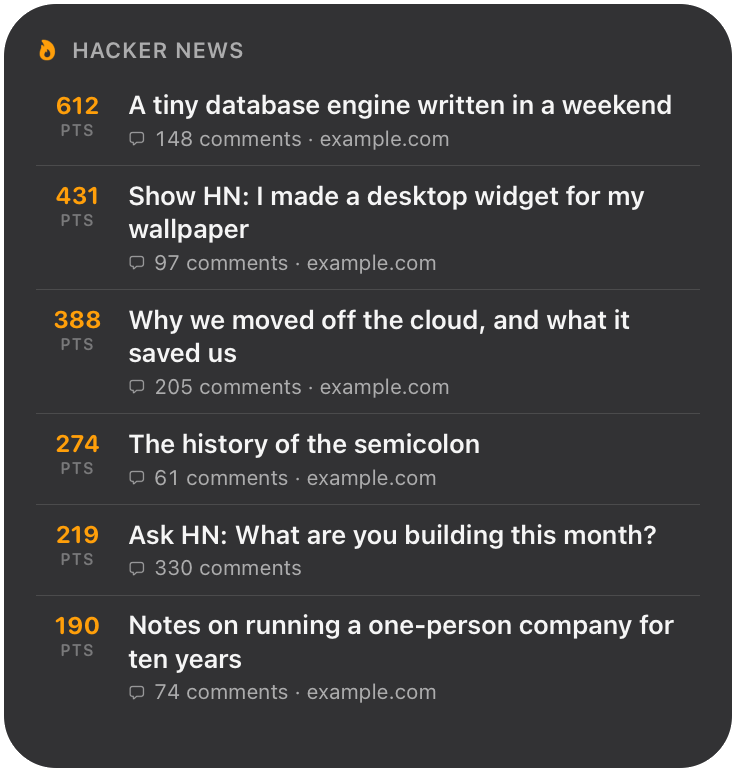 Hacker News widget