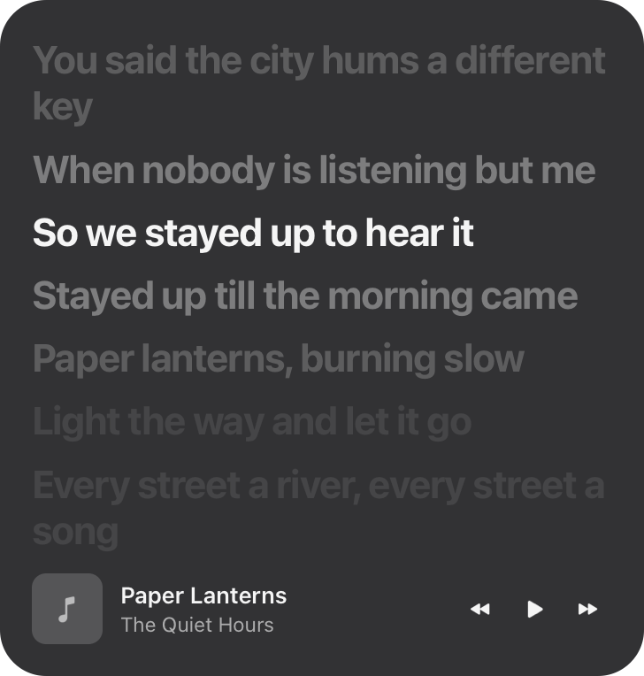 Lyrics widget